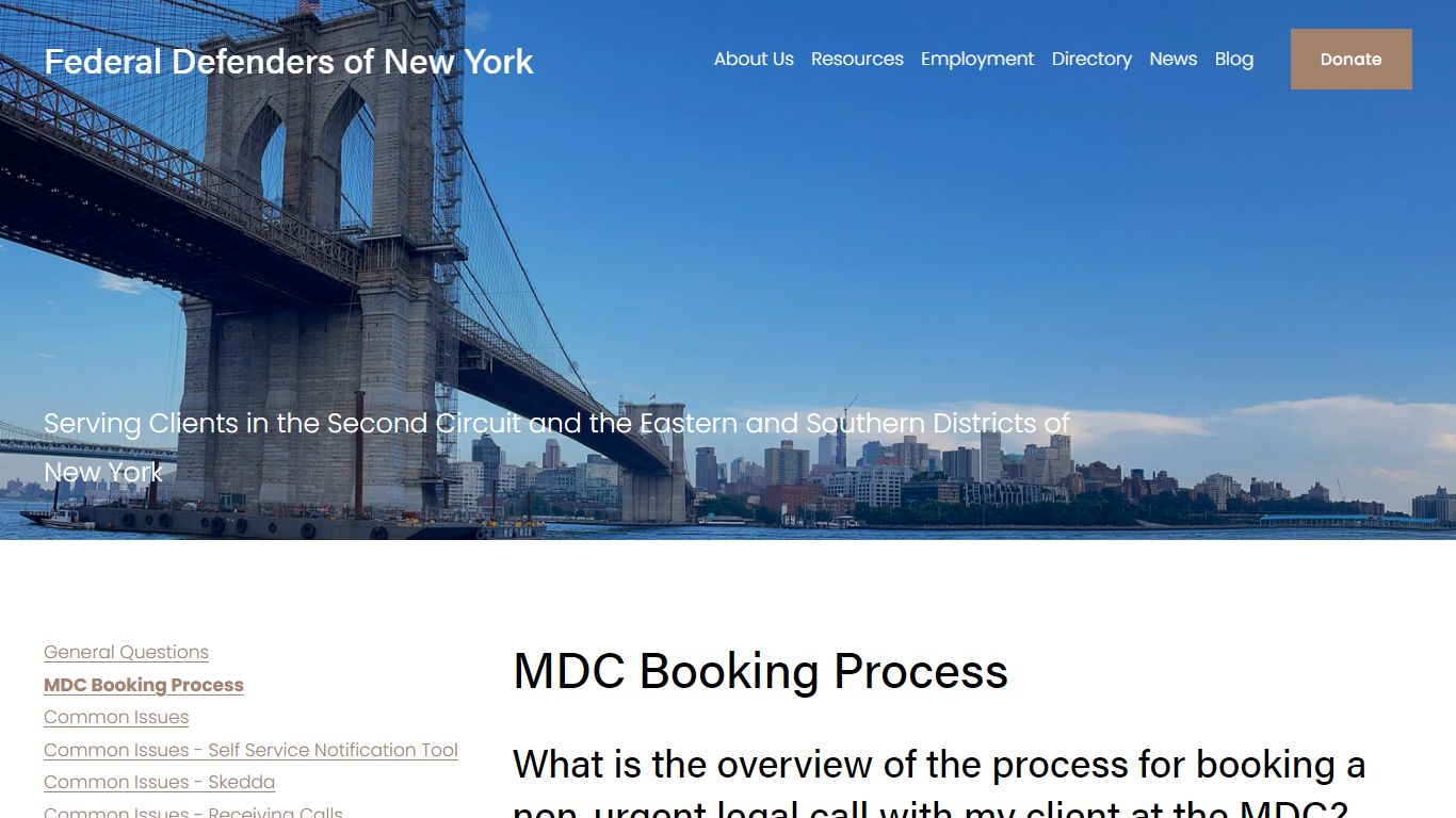 MDC Booking Process — Federal Defenders of New York